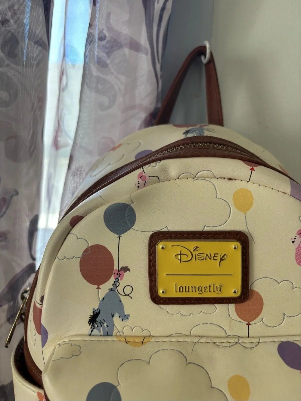 Loungefly Cream Winnie the Pooh Balloon Mini Backpack with Brown Trim